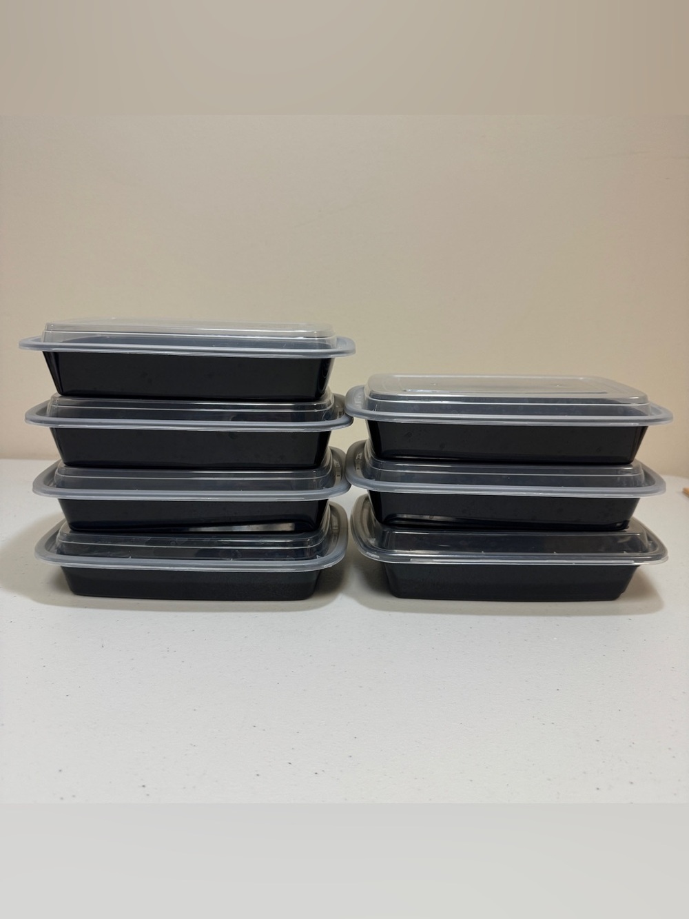 Food Storage Containers Set 7 Black Clear Lid Microwave Safe Rectangle Meal Prep